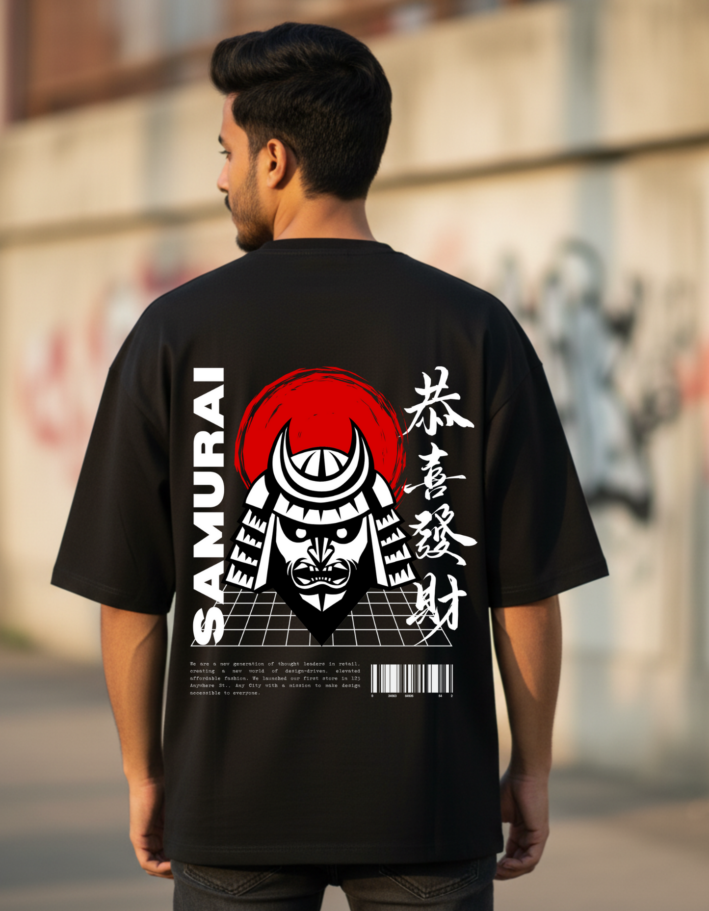 Trendy Samurai Anime Back Oversized Graphic T-Shirt for men - Forever TrendIn