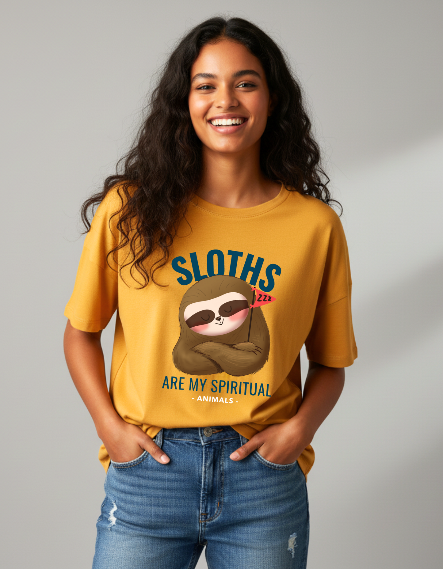 trendy Funny sloth my spiritual animal oversized graphic t shirt for women - Forever TrendIn