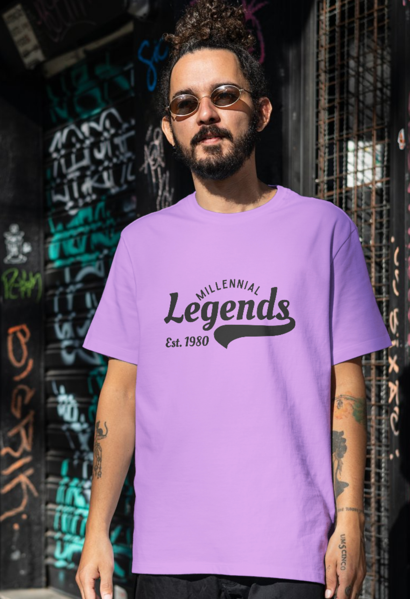 trendy millennial legends typography oversized graphic t shirt for men - Forever TrendIn