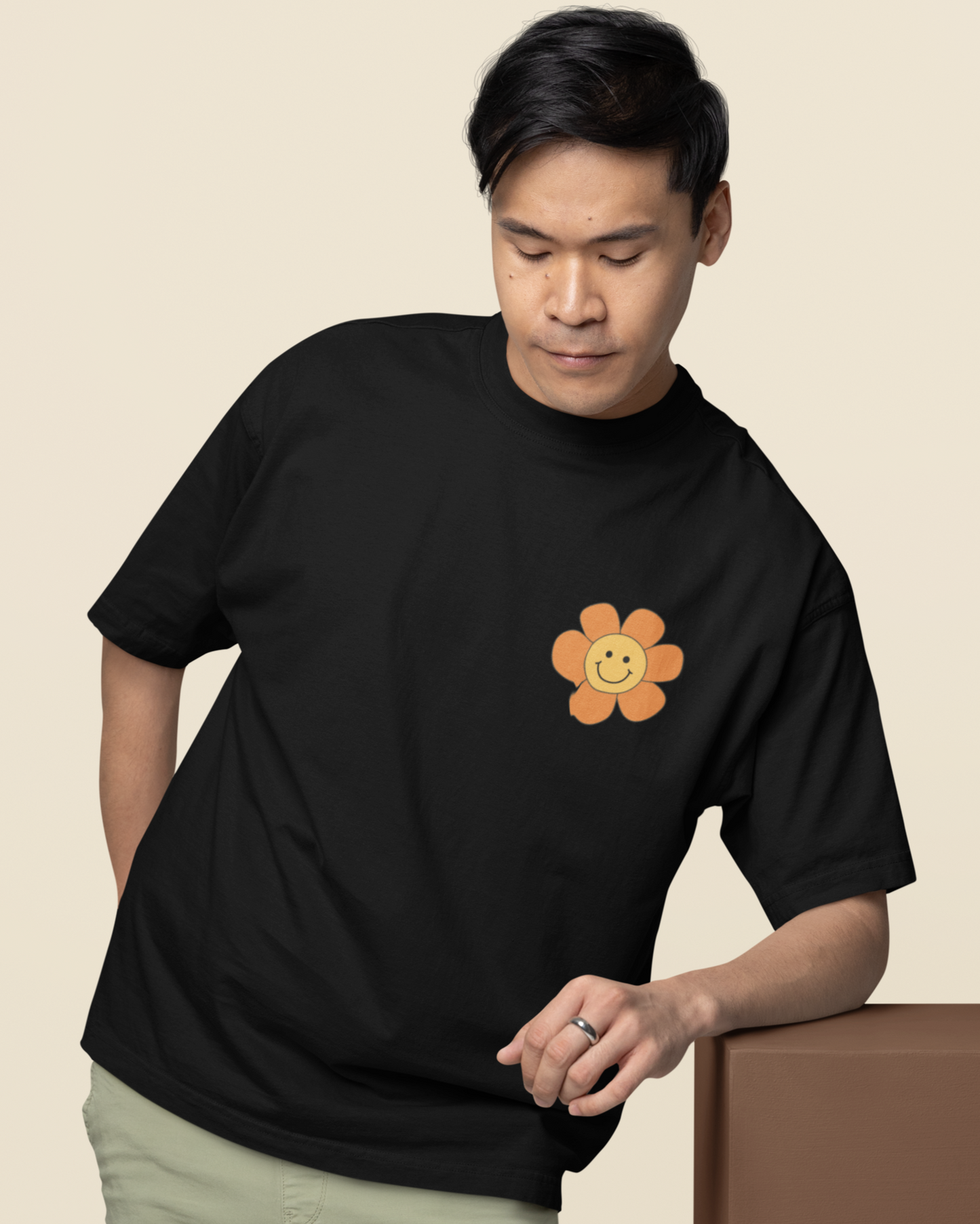 trendy trippie hippie flower graphic oversized t shirt for men - Forever TrendIn