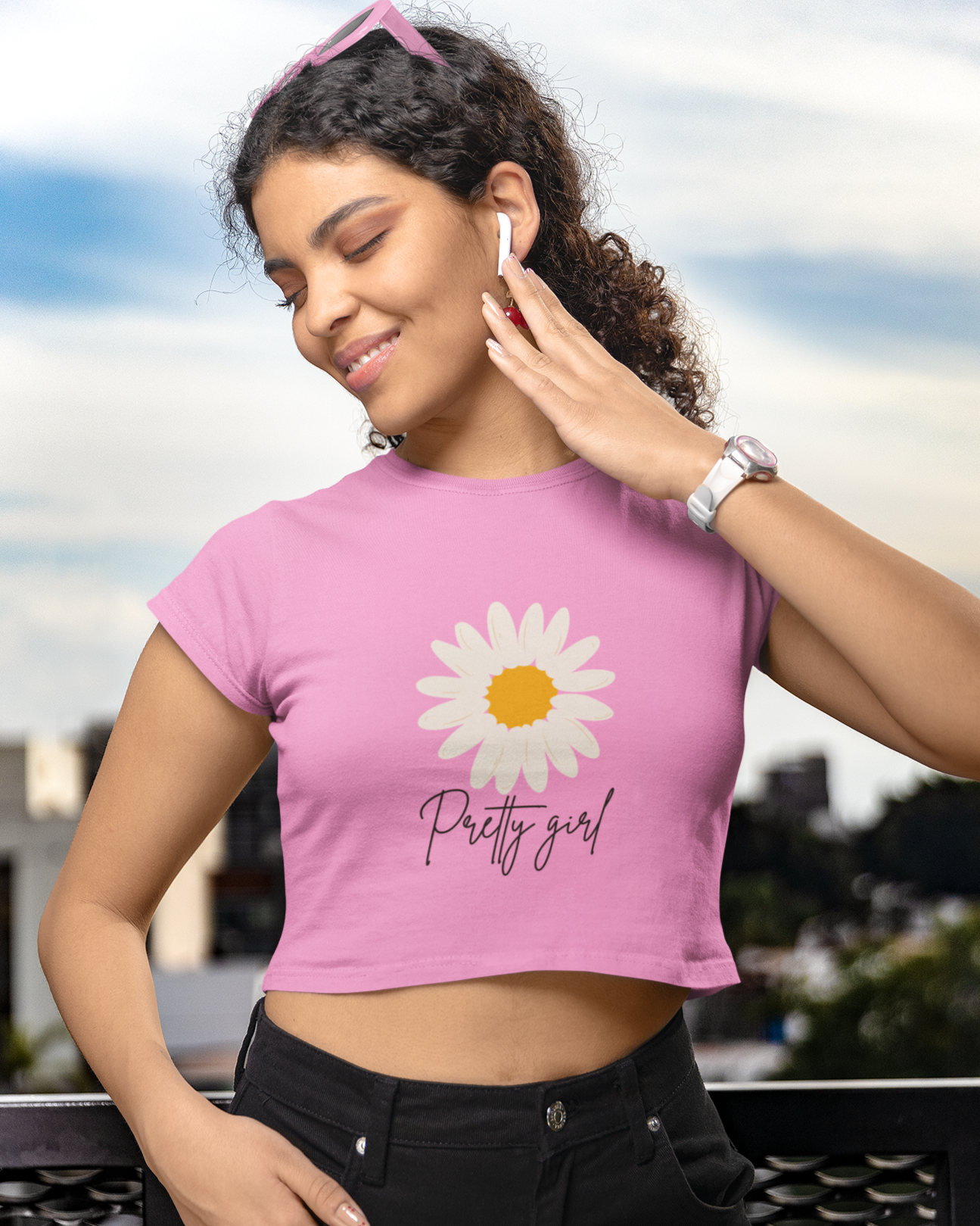 trendy pretty girl graphic crop top for women - Forever TrendIn