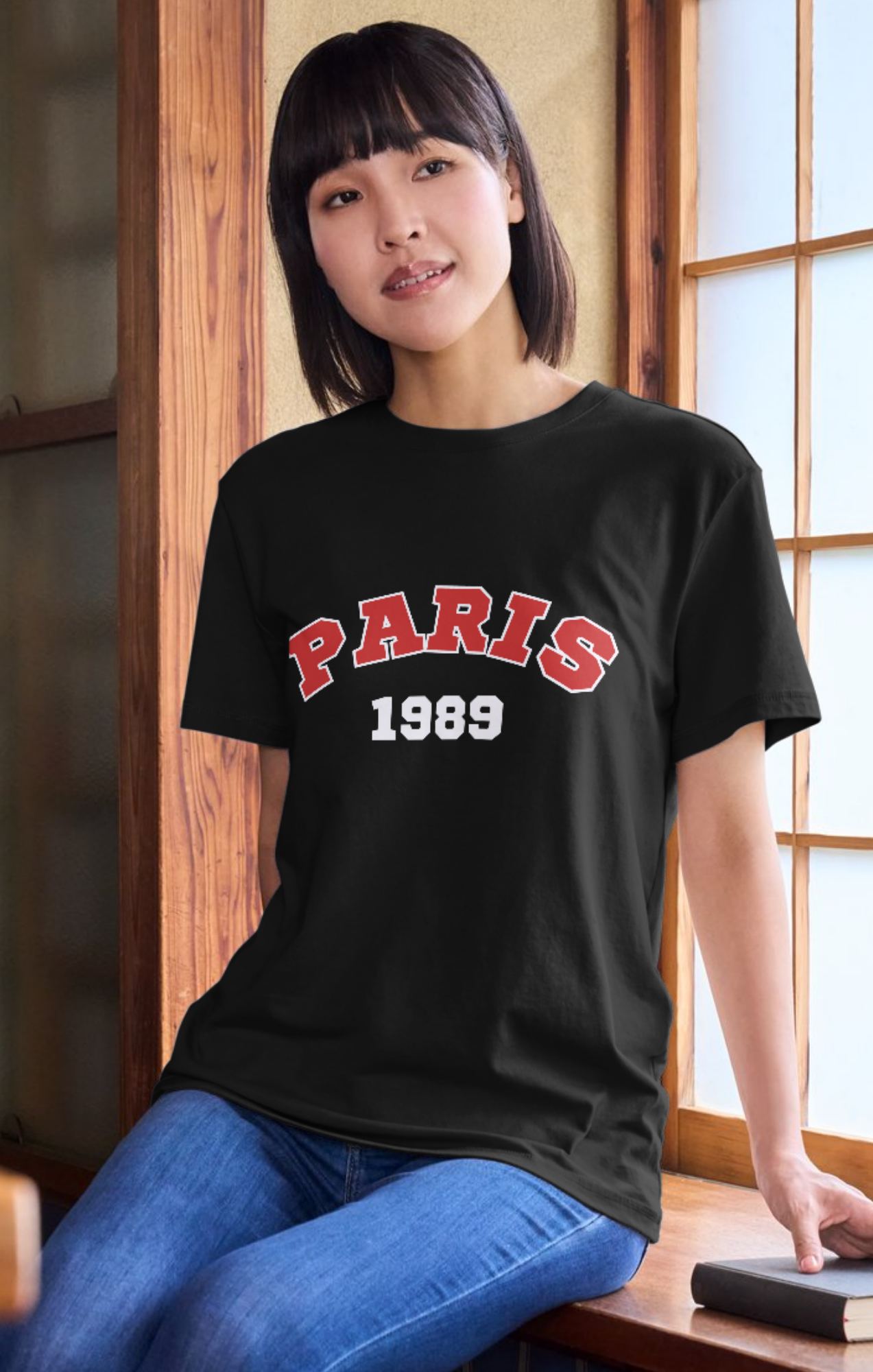 trendy paris typography oversized graphic t shirt for women - Forever TrendIn