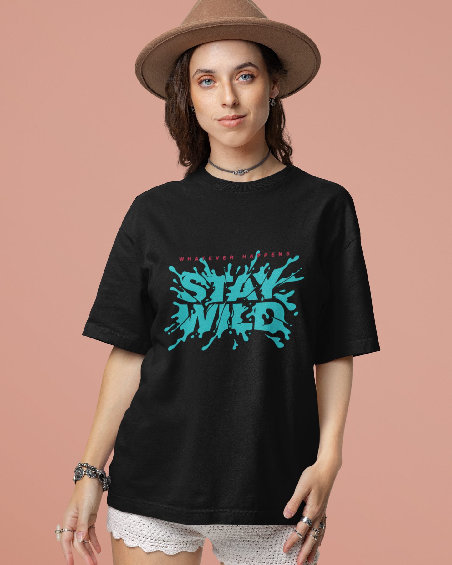 trendy stay wild oversized graphic t shirt for women - Forever TrendIn