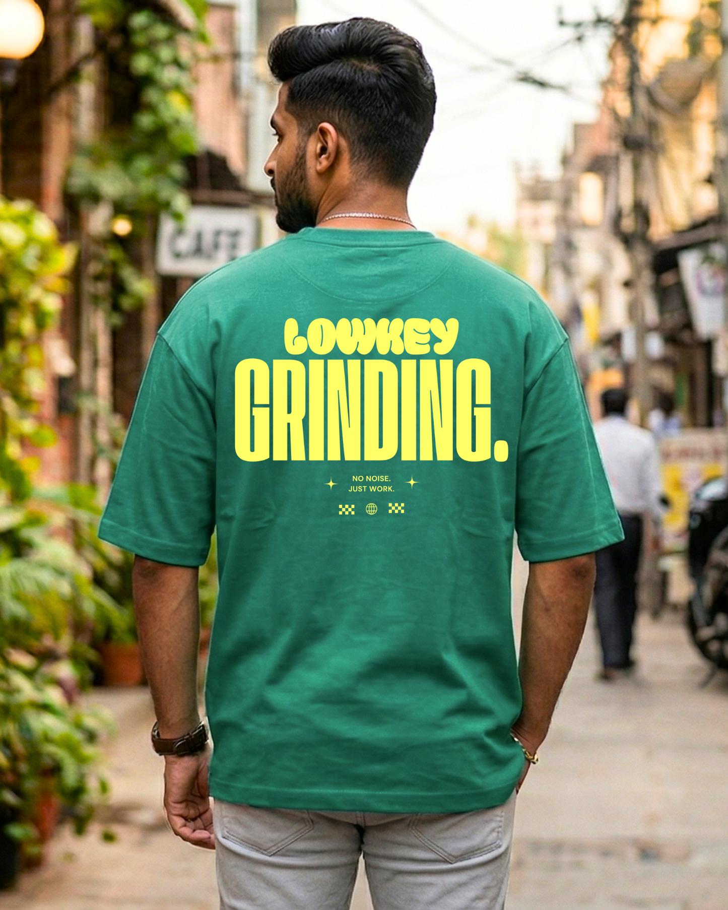 trendy Lowkey Grinding Streetwear Graphic Oversized T-Shirt for men - Forever TrendIn