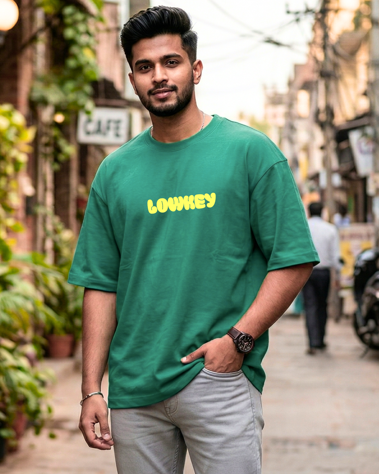 trendy Lowkey Grinding Streetwear Graphic design Oversized T-Shirt for men - Forever TrendIn