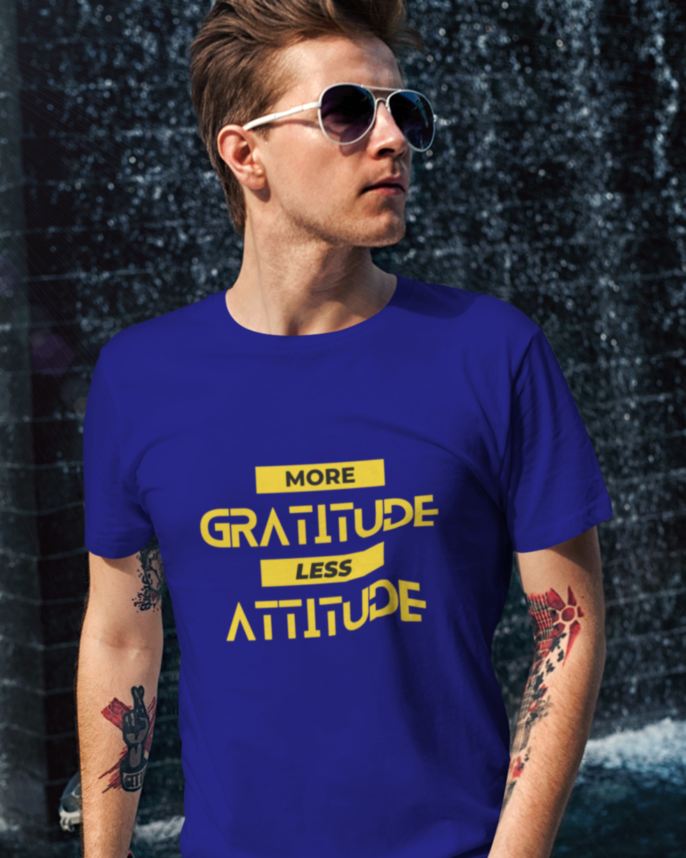 trendy more gratitude typography graphics t shirt for men - Forever TrendIn