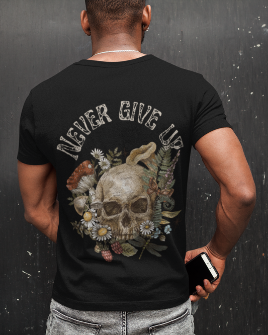trendy never give up skull graphic t shirt for men - Forever TrendIn