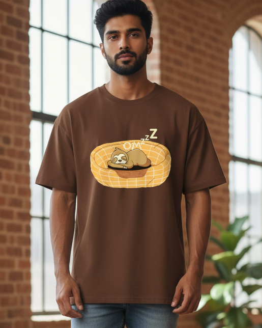 trendy Cute Sloth Nap Time funny yoga oversized graphic T-Shirt for men - Forever TrendIn