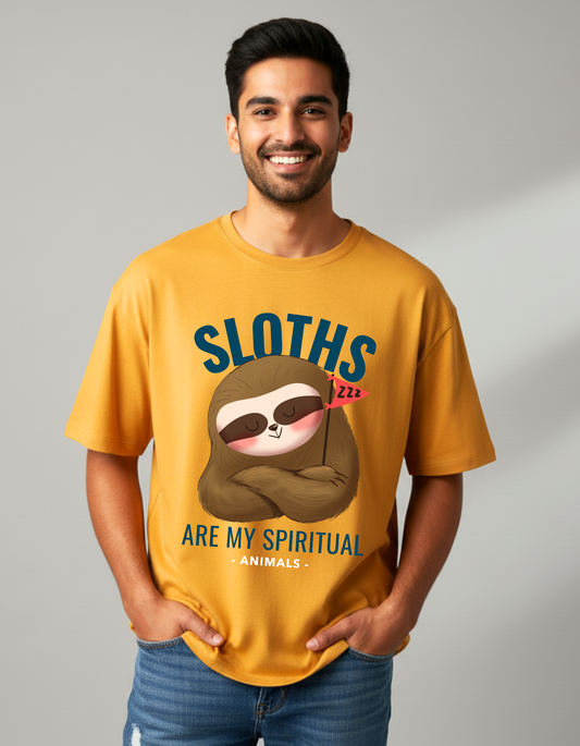Trendy funny Sloth my spiritual animal oversized graphic t shirt for men - Forever TrendIn