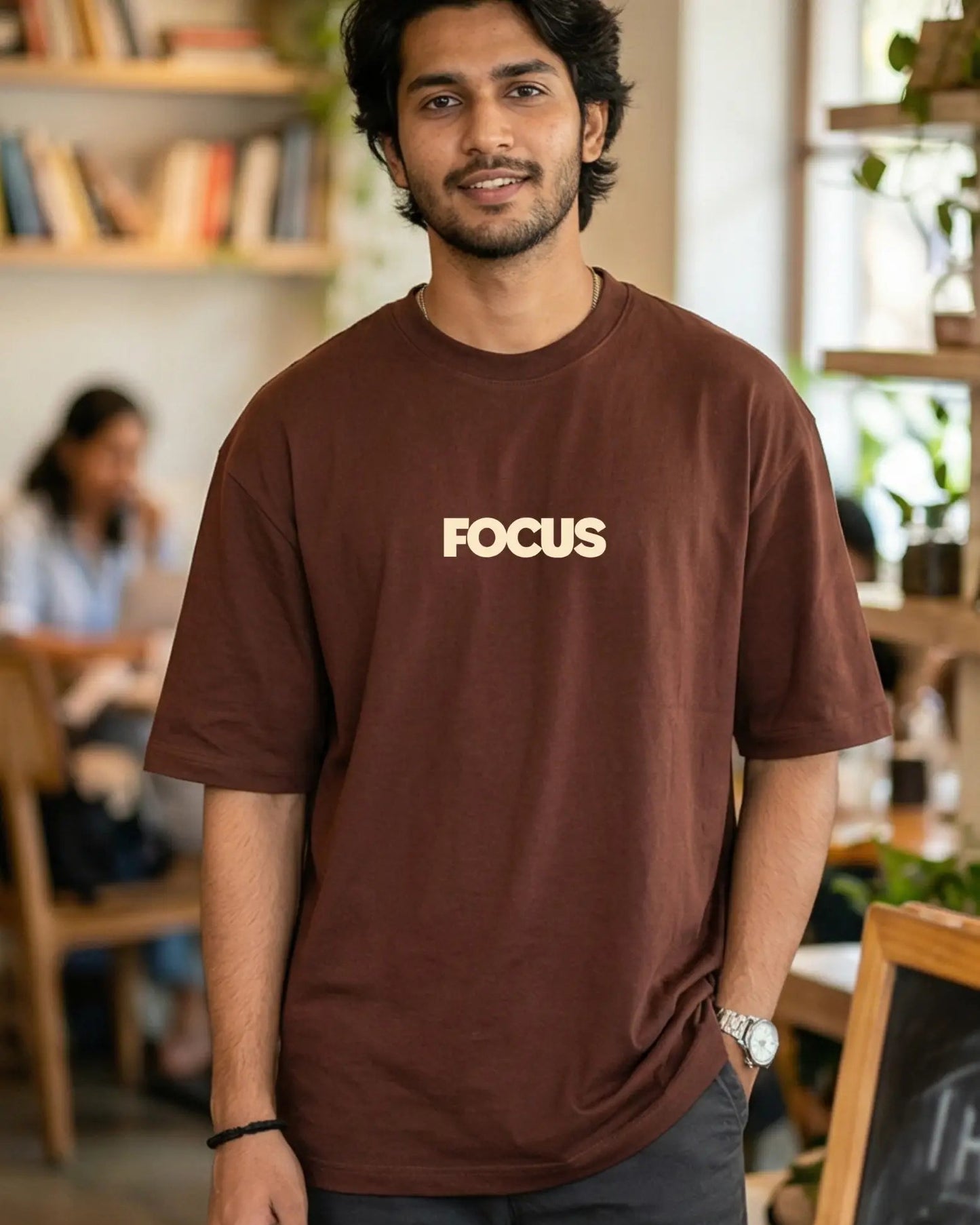 Trendy Stay Focus Streetwear quirky Oversized Graphic T-Shirt for men - Forever TrendIn