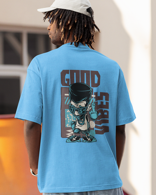 trendy cool good vibes oversized graphic t shirt for men - Forever TrendIn