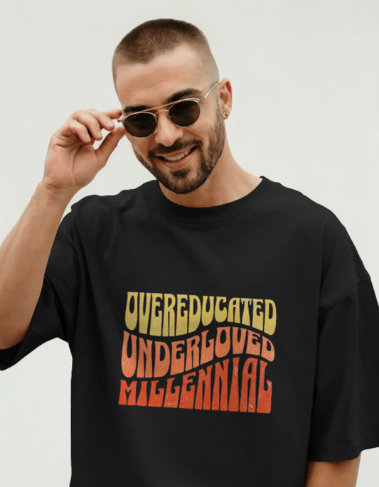 trendy funny millennial typography oversized t shirt for men - Forever TrendIn