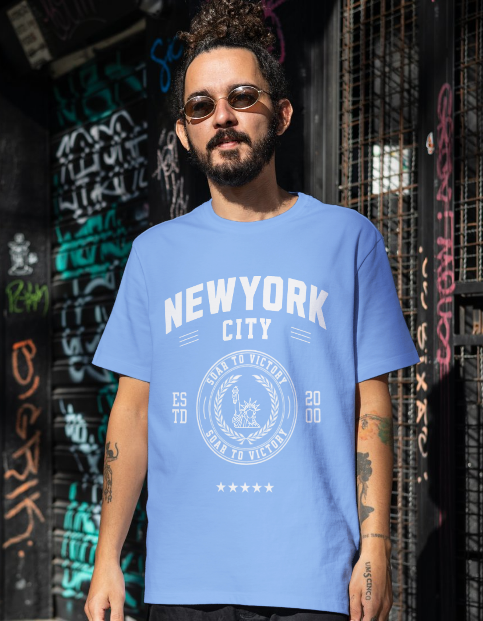 trendy new york city oversized graphic t shirt for men - Forever TrendIn