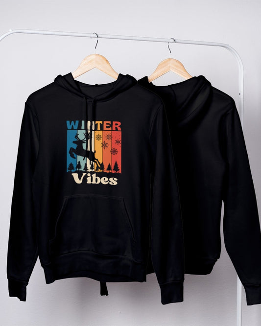 trendy winter vibes reindeer graphic hoodie for men and women - Forever TrendIn
