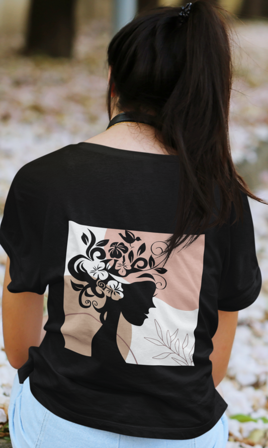 trendy abstract minimalist beautiful oversized graphics t shirt for women - Forever TrendIn