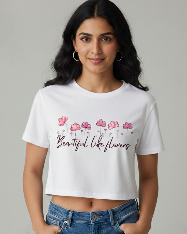 Trendy Beautiful Like Flowers Graphic Crop Top for women - Forever TrendIn