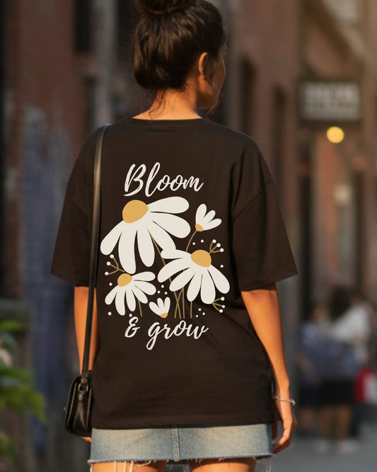 Trendy Bloom and Grow Floral Flower Graphic Oversized T-shirt for women - Forever TrendIn