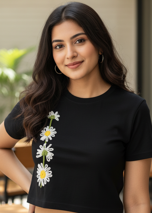 trendy Crochet Daisy Crop Top for women - Forever TrendIn