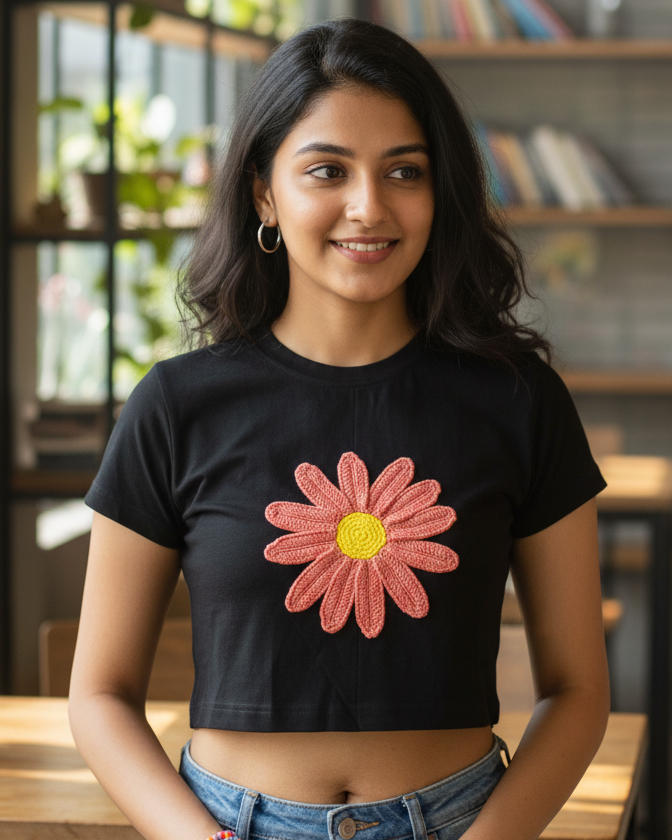 trendy crochet flower handmade crop top for women - Forever TrendIn