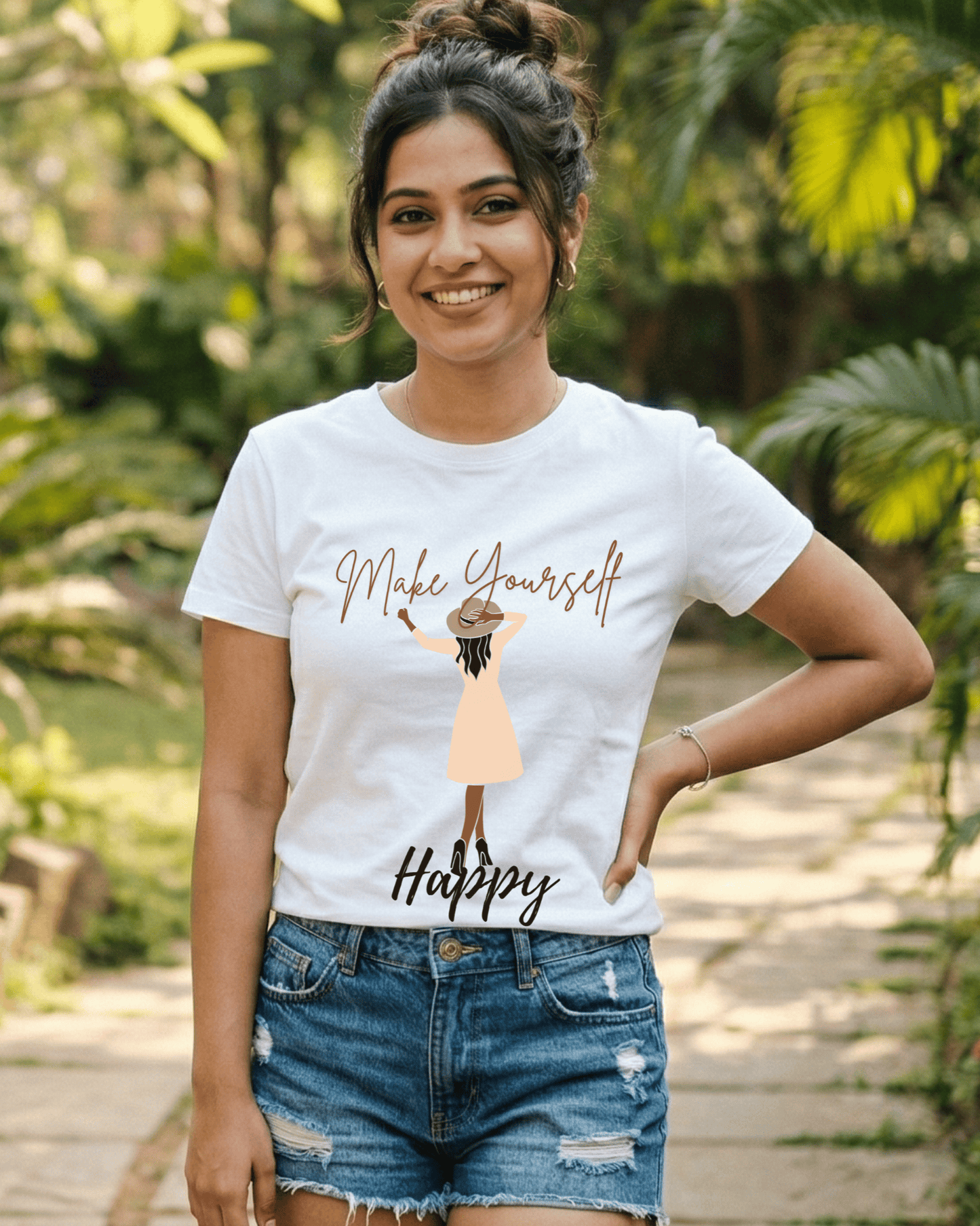 Trendy Make Yourself Happy Graphic T-Shirt for women - Forever TrendIn