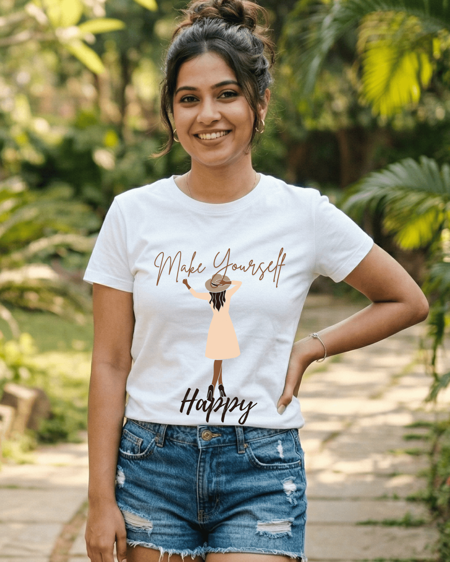 Trendy Make Yourself Happy Graphic T-Shirt for women - Forever TrendIn