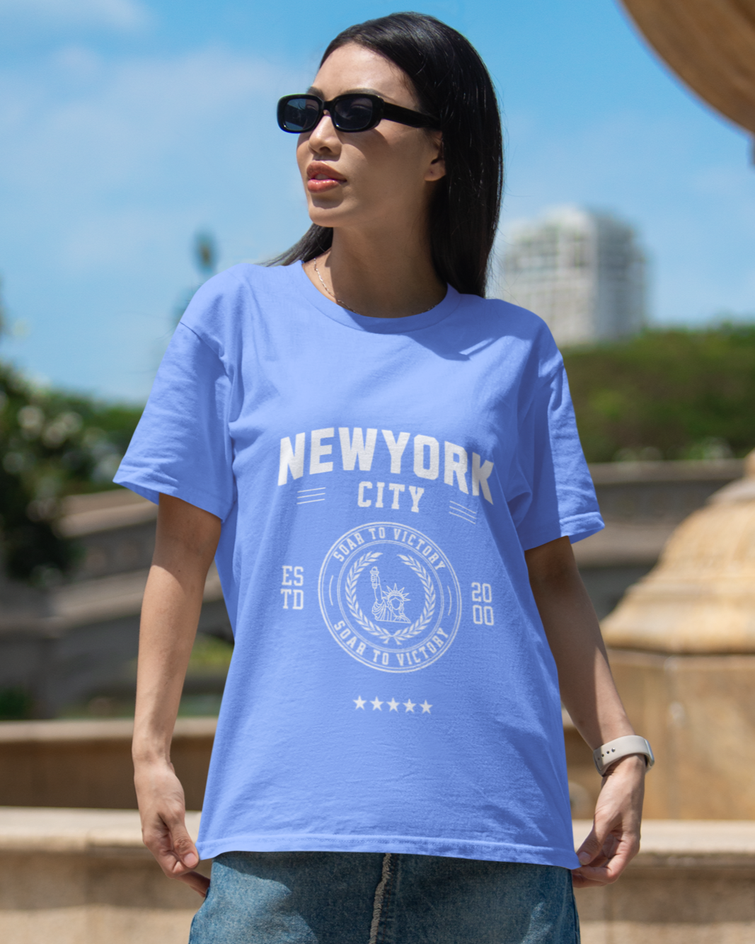 trendy New York city oversized graphic t shirt for women - Forever TrendIn
