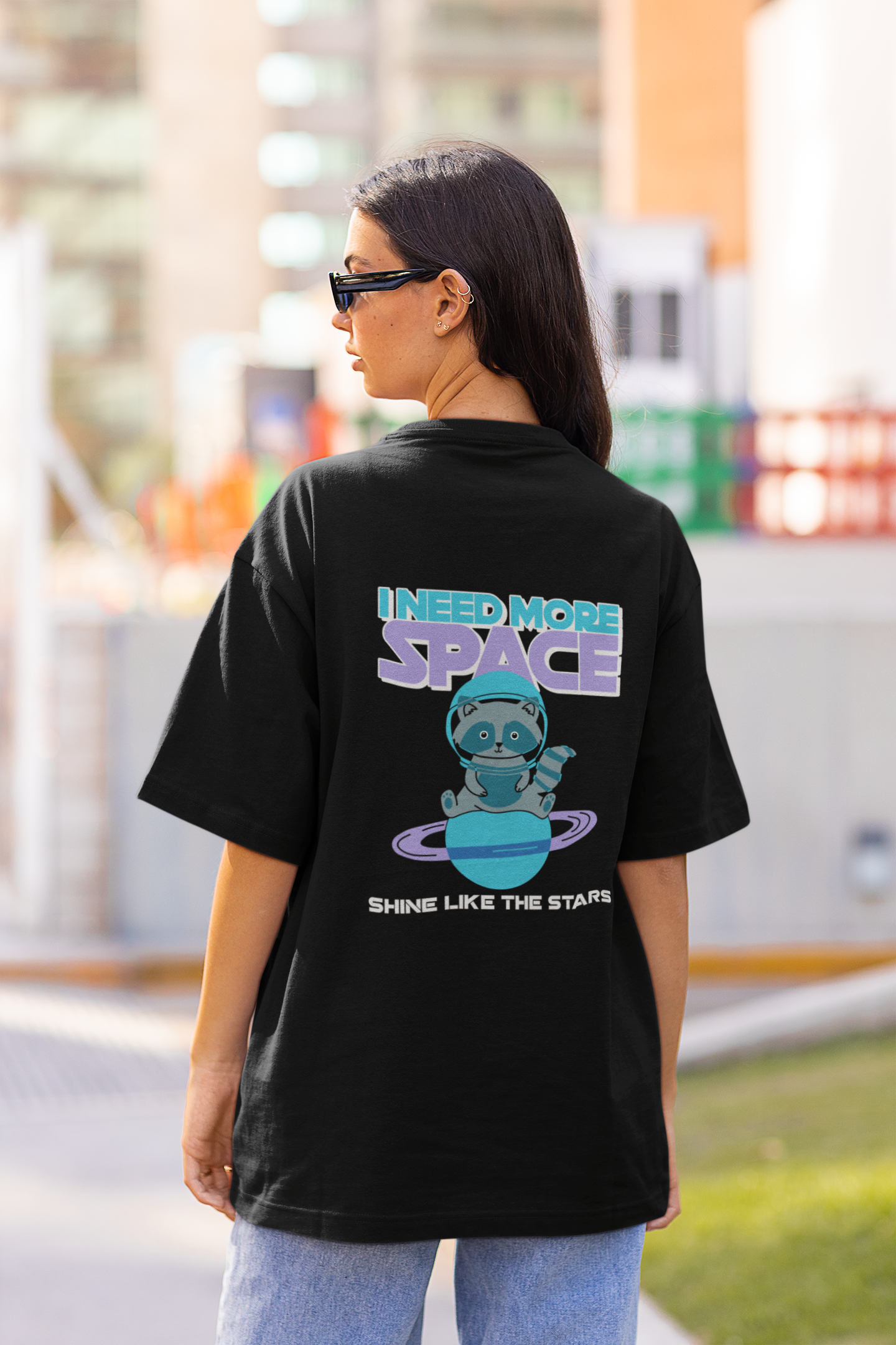 Women's I need more Space Oversized Back Print T-shirt