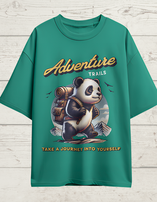 trendy bear adventure trails oversized graphic t shirt for men and women - Forever TrendIn