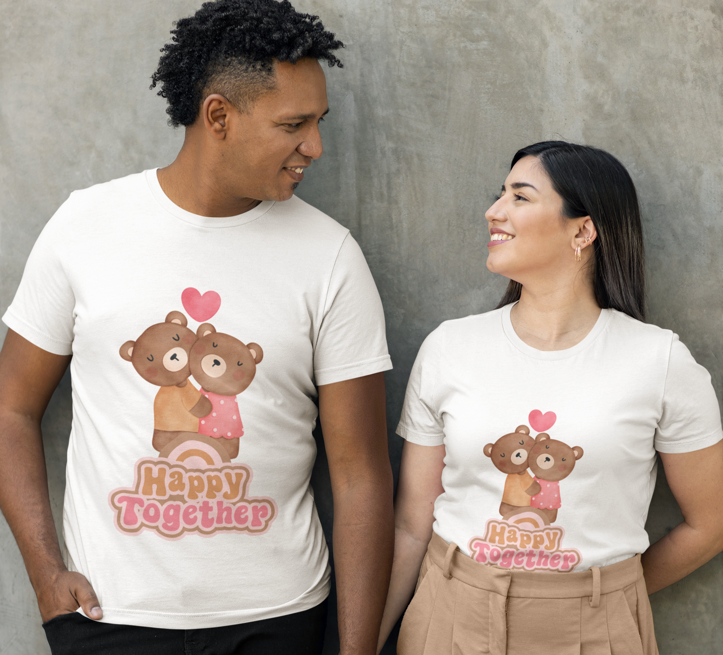 Men's Cute Bear Together Valentine Couple T-shirt