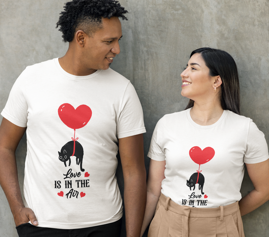 Men's Love is in the air Valentine Couple T-shirt