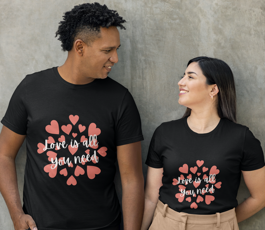 Men's Love is all you need Valentine Couple T-shirt