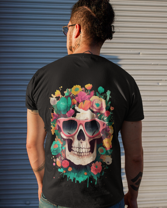 trendy Cool Skull - Watercolour Flower Oversized T-shirt for men - Forever TrendIn