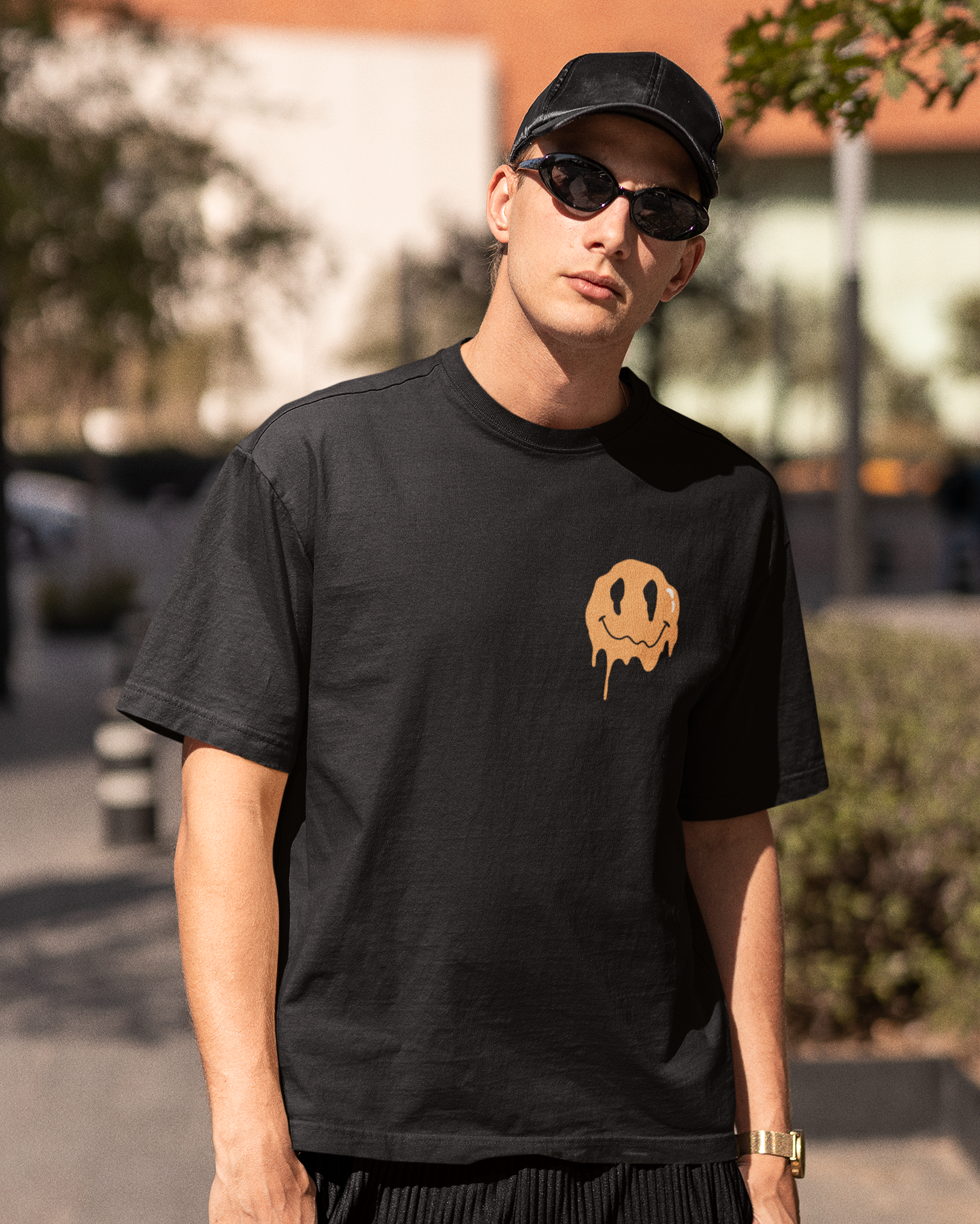 trendy delulu is the solulu genz abstract smiley graphic oversized t shirt for men - Forever TrendIn
