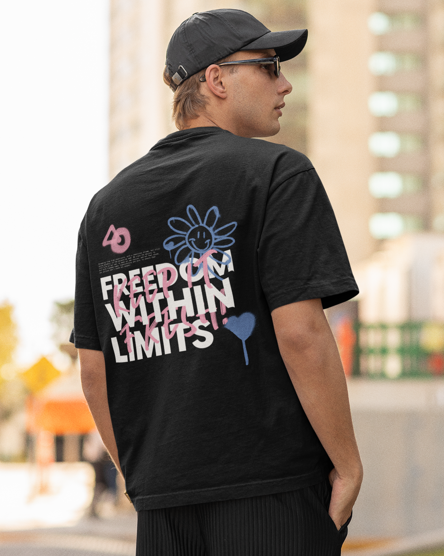 trendy freedom graffiti oversized graphic t shirt for men - Forever TrendIn