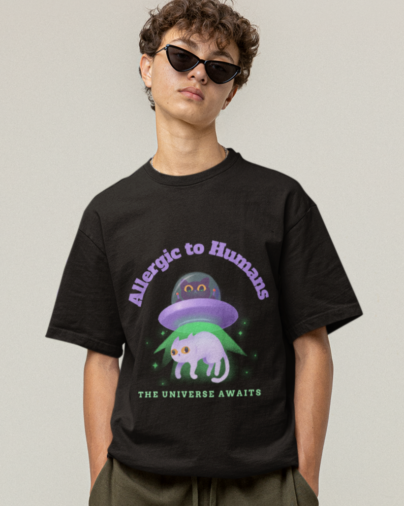 trendy funny space oversized graphic t shirt for men - Forever TrendIn