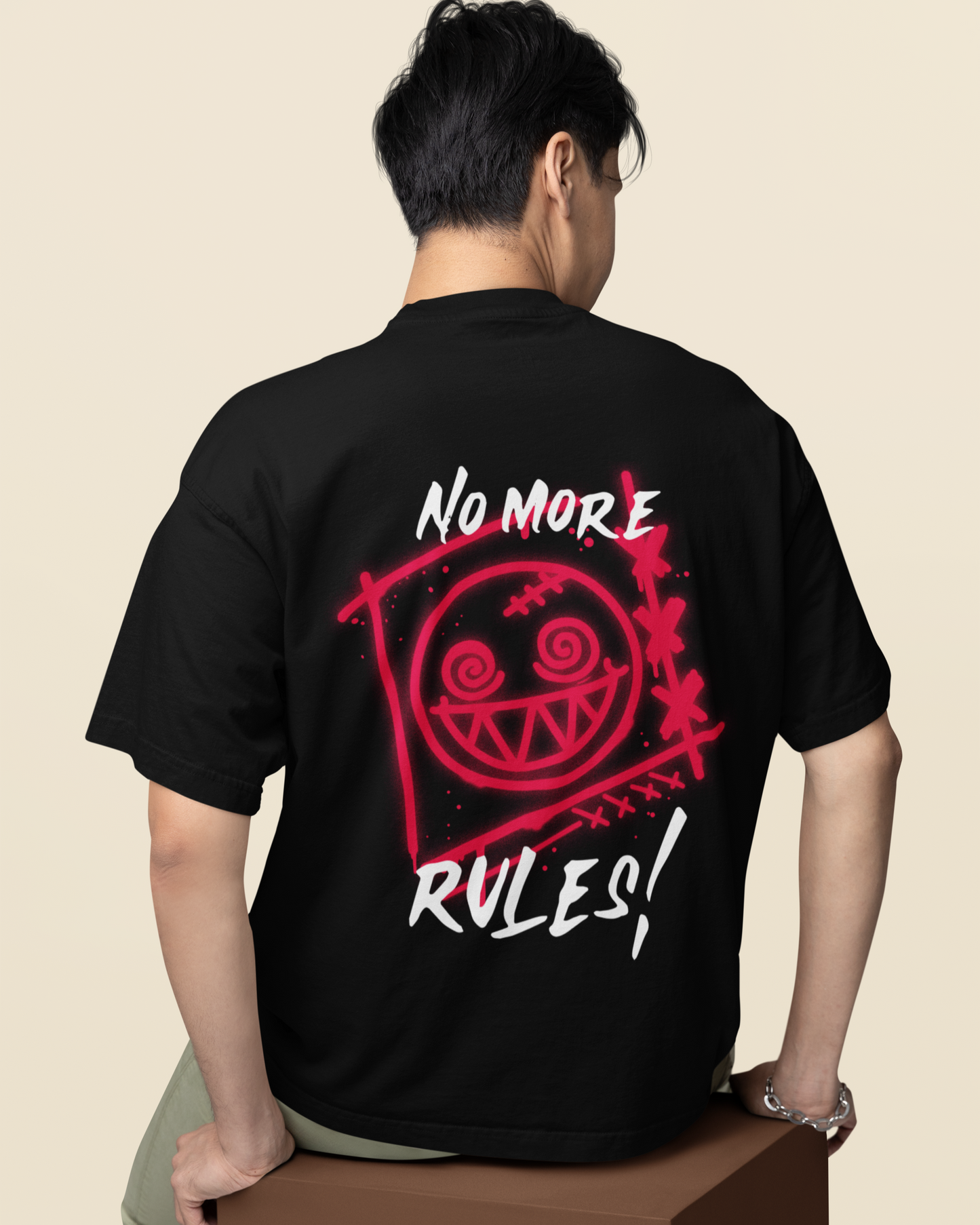 trendy no more rules graffiti oversized graphic t shirt for men - Forever TrendIn