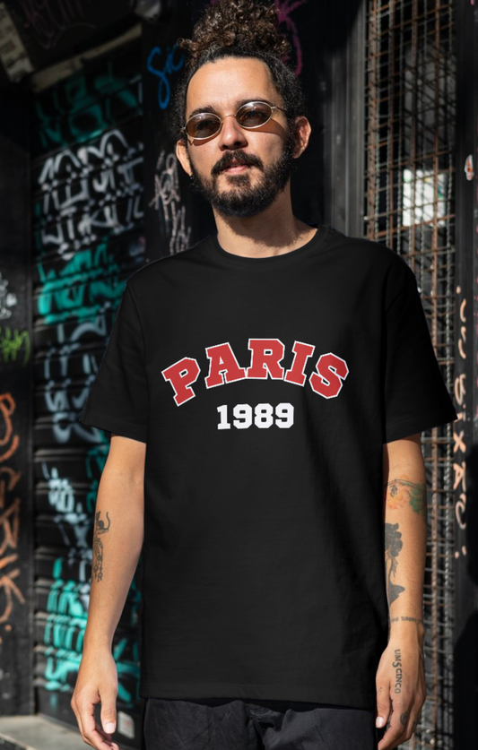 trendy paris typography oversized graphic t shirt for men - Forever TrendIn