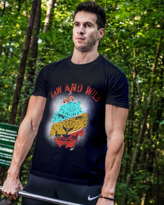 trendy raw and wild lion graphic t shirt for men  - Forever TrendIn