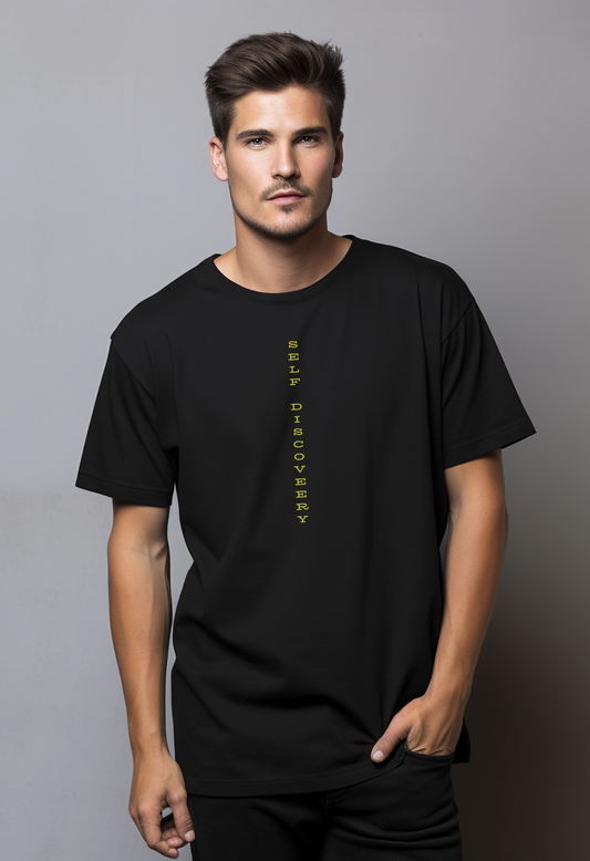 trendy self discovery typography graphic oversized t shirt for men - Forever TrendIn