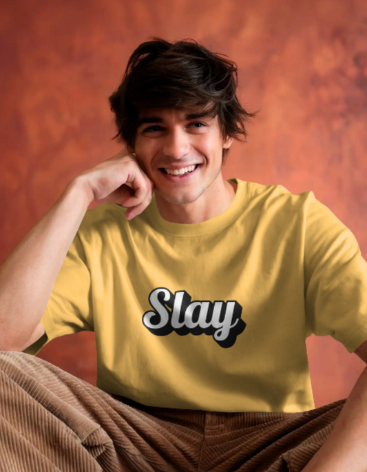 trendy slay typography oversized graphic t shirt for men - Forever TrendIn