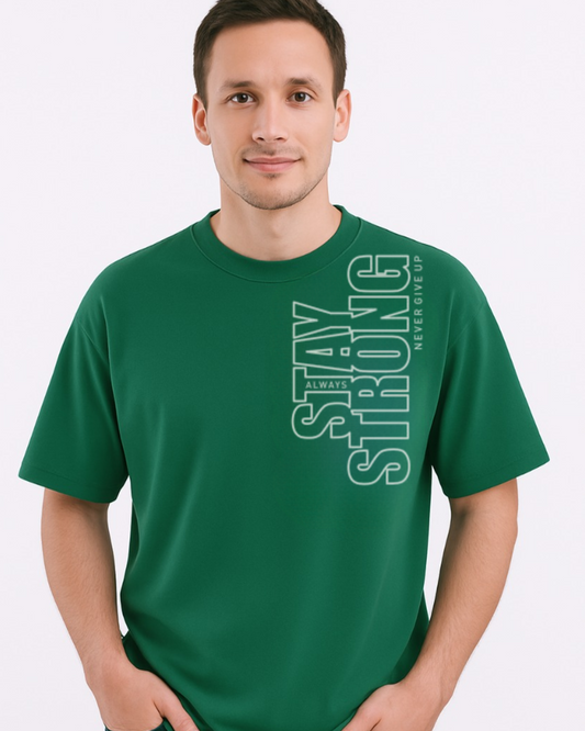 trendy stay strong graphic oversized t shirt for men - Forever TrendIn