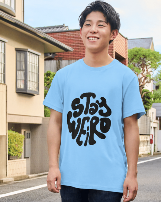 trendy stay weird typography oversized graphic t shirt for men - Forever TrendIn