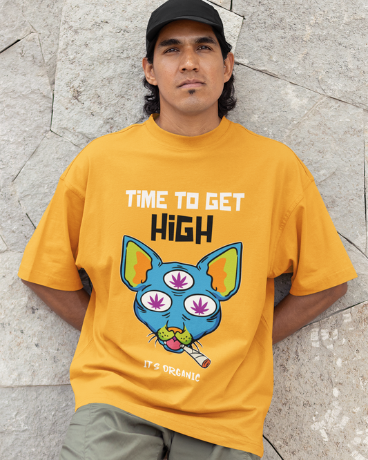 trendy time to get high funny graphic oversized t shirt for men - Forever TrendIn