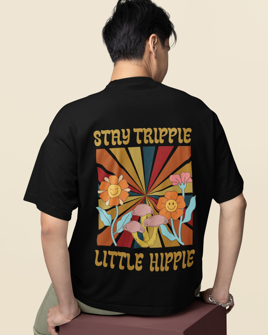 trendy trippie hippie graphic oversized t shirt for men - Forever TrendIn