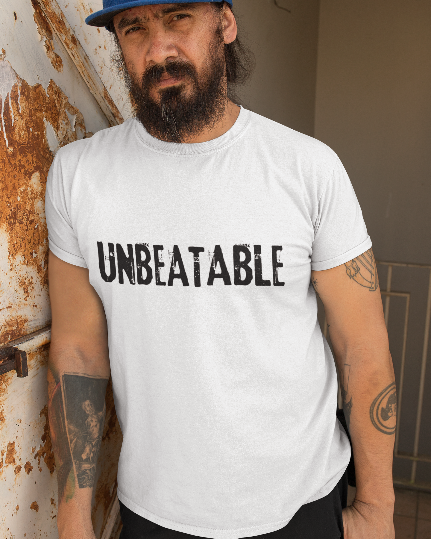 trendy unbeatable grunge typography graphic t shirt for men - Forever TrendIn