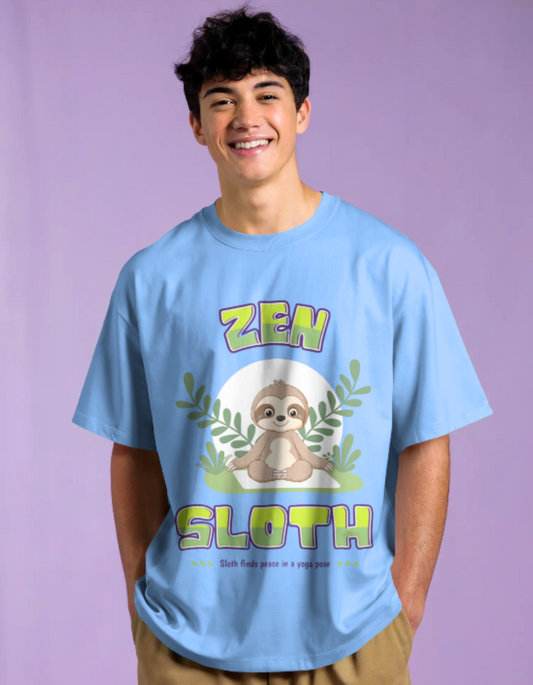 trendy zen sloth oversized yoga graphic t shirt for men - Forever TrendIn