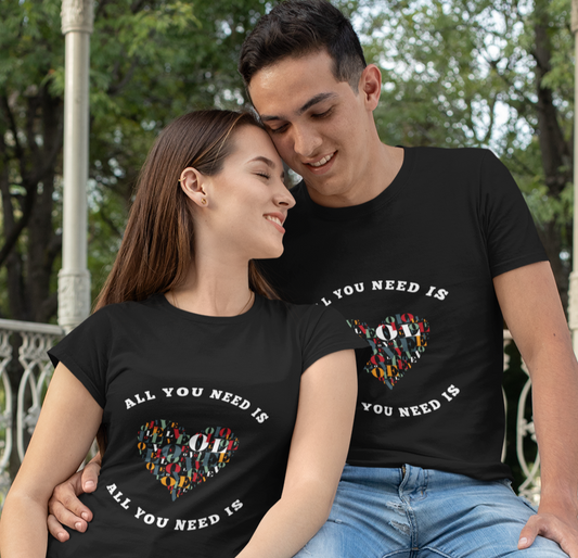 Men's Love Heart Valentine Couple T-shirt
