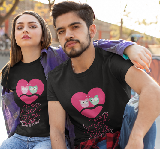 Men's Cute Together Valentine Couple T-shirt