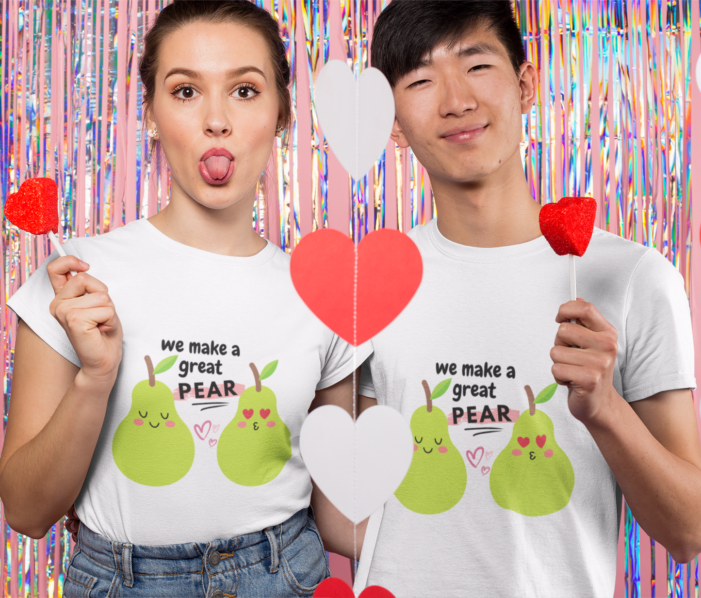 Men's Cute Pear Valentine Couple T-shirt