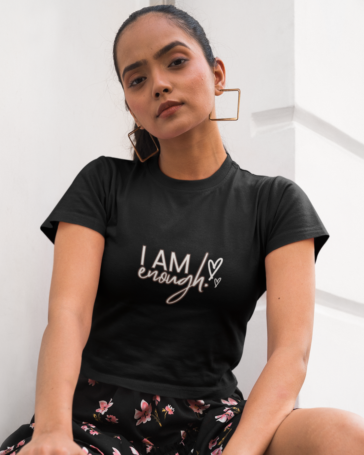 trendy I am enough self love typography graphic crop top for women - Forever TrendIn